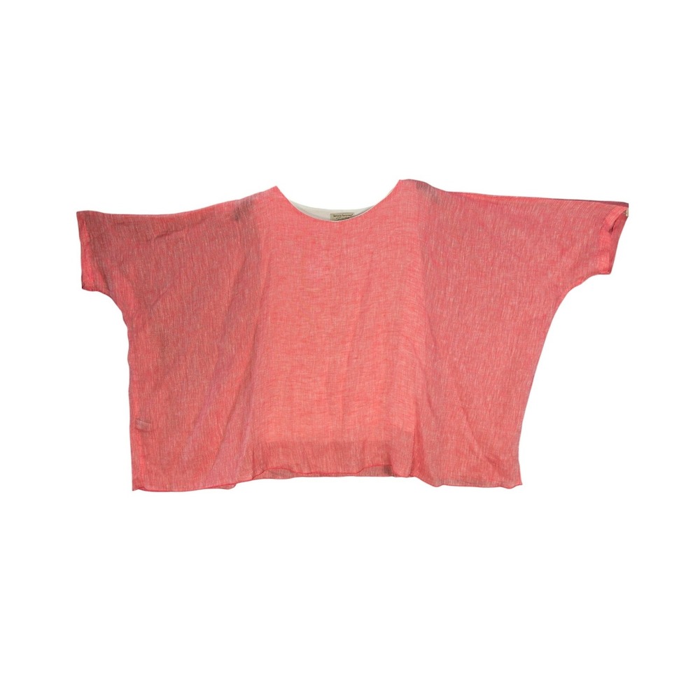Sartoria Saracena Italy Coral Pink 100% Linen Layered Boxy Top Small